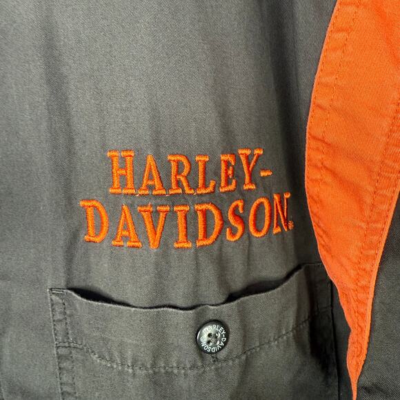 VTG Harley Davidson Motorcycles 2XL Embroidered Garage Mechanic Retro Shirt Men - Picture 5 of 10